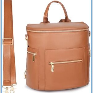 Cognac Leather Diaper Bag